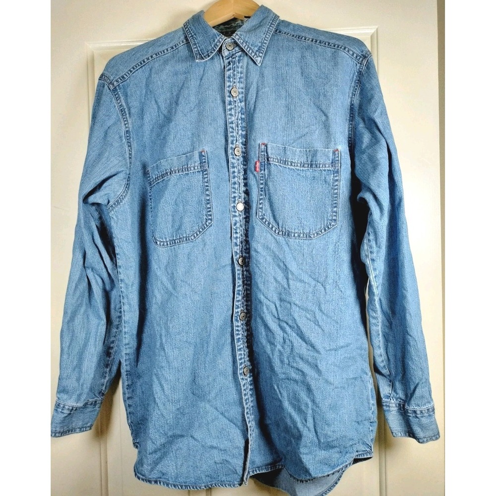 Levi's Red Tab Denim Shirt Mens M Vintage Light Wash Long Sleeve Button Down Top